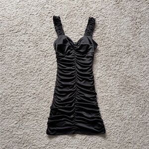 BCX Black Ruched Mini Dress